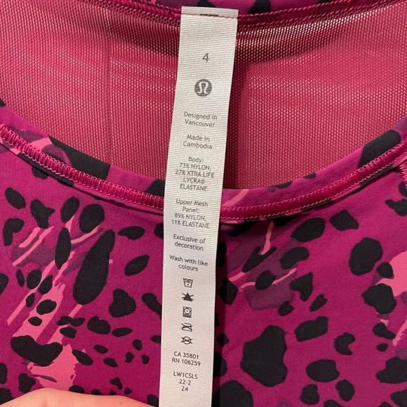 NWT Lululemon Sculp Tank Top Cheetah Print Magenta Purple Size 4 - Picture 8 of 10
